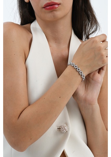 925 Ayar Gümüş Rodyumlu Zirkon Taşlı Ithal Trend Gümüş Bileklik SGTL13050RODAJ modelleri