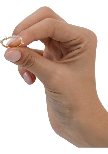 925 Ayar Gümüş Altın Yaldızlı Zirkon Taşlı Fine Yüzük fırsatları