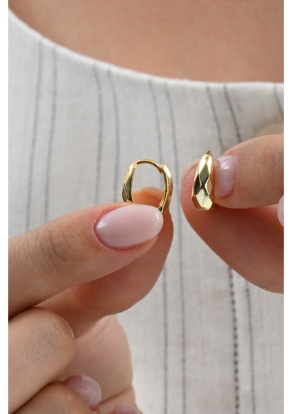 925 Ayar Gümüş Altın Yaldızlı Desenli Italyan Modeli U Halka Küpe SGTL13071GOLD fiyatları