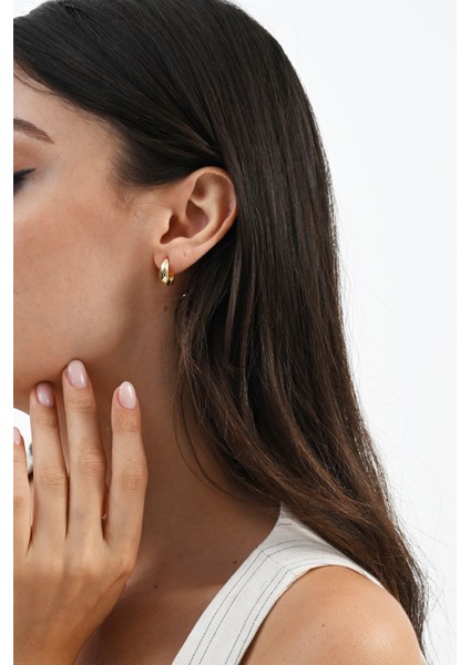 925 Ayar Gümüş Altın Yaldızlı Desenli Italyan Modeli U Halka Küpe SGTL13071GOLD modelleri