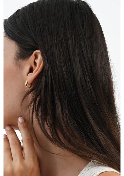 925 Ayar Gümüş Altın Yaldızlı Desenli Italyan Modeli U Halka Küpe SGTL13071GOLD fırsatları