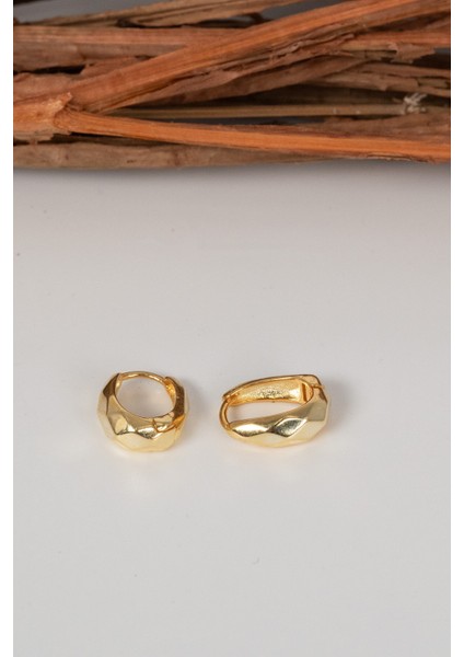 925 Ayar Gümüş Altın Yaldızlı Desenli Italyan Modeli U Halka Küpe SGTL13071GOLD indirimleri