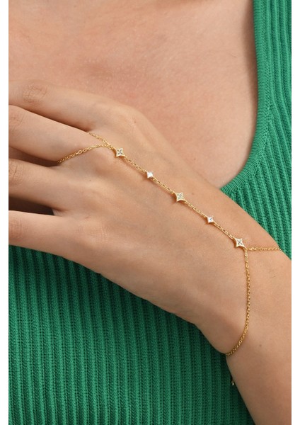 Gümüş Altın Yaldızlı Zirkon Taşlı Kuzey Yıldızı Şahmeran SGTL13037GOLD