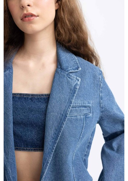 Oversize Geniş Kalıp Düğmeli Jean Blazer Ceket C3381AX24SM