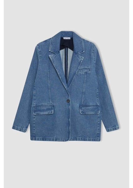 Oversize Geniş Kalıp Düğmeli Jean Blazer Ceket C3381AX24SM