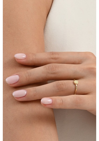 925 Ayar Gümüş Altın Yaldızlı Minimalist Plaka Yüzük