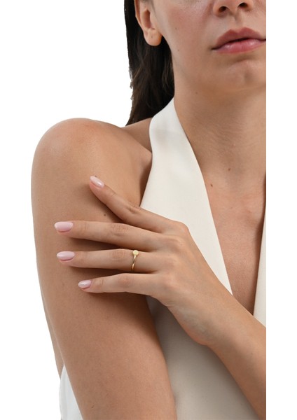 925 Ayar Gümüş Altın Yaldızlı Minimalist Plaka Yüzük fiyatları