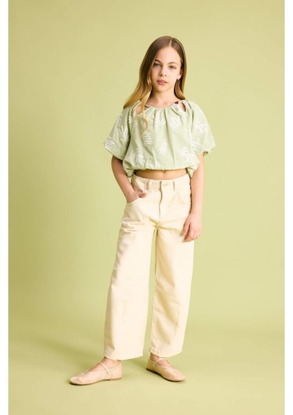 Kız Çocuk Desenli Kısa Kollu Bluz C0465A824SM