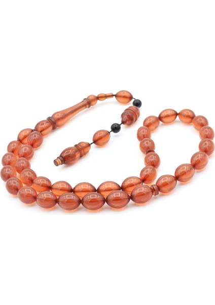 Usta Işi Sistemli Tombul Beyzi Kesim Açık Turuncu Sıkma Kehribar Tesbih 158 fiyatları