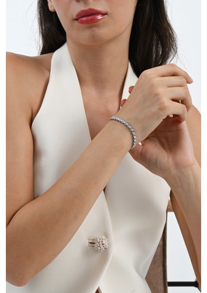 925 Ayar Gümüş Rodyumlu Marquise (Markiz) Kesim Zirkon Taşlı Işıltı Seli Gümüş Bileklik SGTL13069BEYAZ modelleri