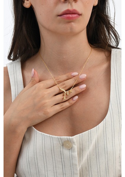 925 Ayar Gümüş Altın Yaldızlı Zirkon Taşlı Sarkan Laleler Tomurcuk Kolye SGTL13092GOLD modelleri