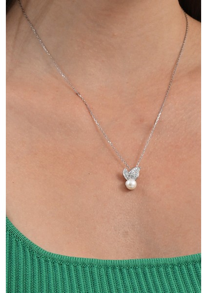 Gümüş Rodyumlu Zirkon Taşlı Yaprak Modeli Kolye ve Küpeden Oluşan Ikili Incili Set SGTL13035RODAJ fiyatları