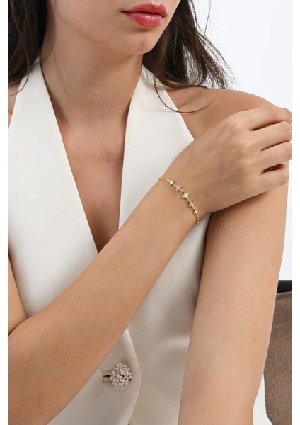 925 Ayar Gümüş Altın Yaldızlı Sedef ve Zirkon Taşlı Sıralı Kuzey Işığı Gümüş Bileklik SGTL13061GOLD modelleri