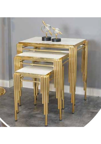 Mim Beyaz Köşeli Sütun Kare Zigon Sehpa