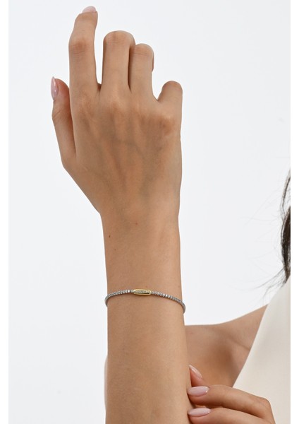 925 Ayar Gümüş Altın Yaldız ve Rodyumlu Gün Işığı Gümüş Su Yolu Bileklik SGTL13067RODAJ fiyatları