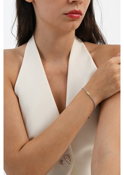 925 Ayar Gümüş Altın Yaldız ve Rodyumlu Gün Işığı Gümüş Su Yolu Bileklik SGTL13067RODAJ modelleri