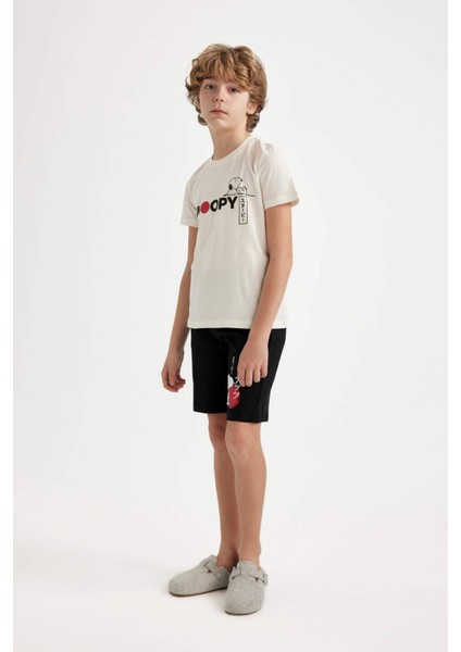 Erkek Çocuk Snoopy Pijama Takımı Bisiklet Yaka Kısa Kollu Üst Şort C2846A824SM