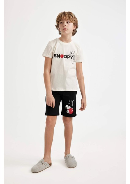 Erkek Çocuk Snoopy Pijama Takımı Bisiklet Yaka Kısa Kollu Üst Şort C2846A824SM