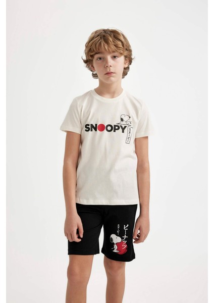 Erkek Çocuk Snoopy Pijama Takımı Bisiklet Yaka Kısa Kollu Üst Şort C2846A824SM