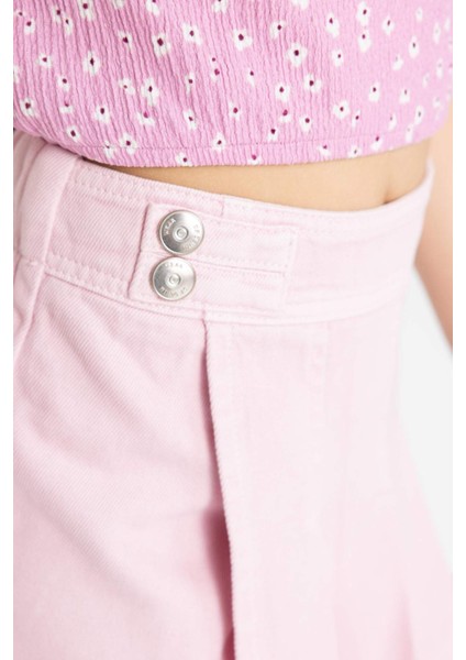 Kız Çocuk Pileli Gabardin Şort Etek