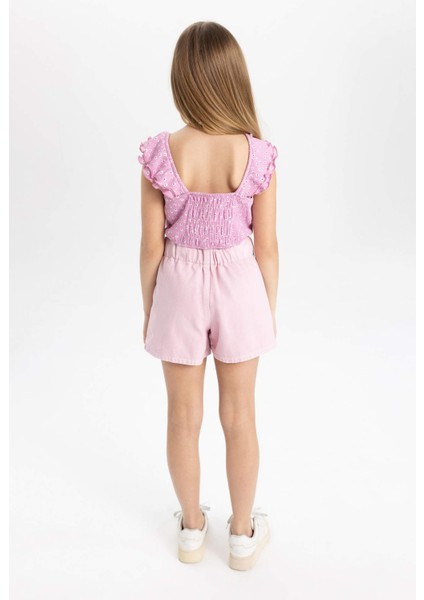 Kız Çocuk Pileli Gabardin Şort Etek