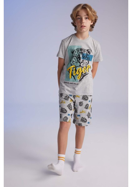 Erkek Çocuk Pijama Takımı Baskılı Kısa Kollu Üst Şort C2779A824SM