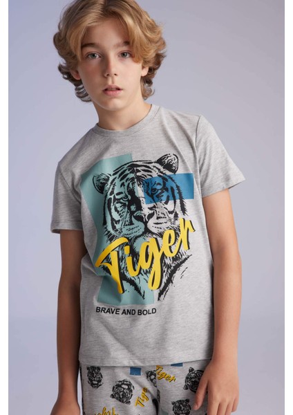 Erkek Çocuk Pijama Takımı Baskılı Kısa Kollu Üst Şort C2779A824SM