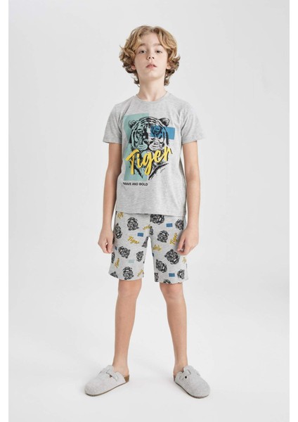 Erkek Çocuk Pijama Takımı Baskılı Kısa Kollu Üst Şort C2779A824SM