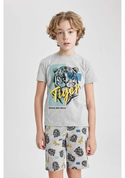 Erkek Çocuk Pijama Takımı Baskılı Kısa Kollu Üst Şort C2779A824SM