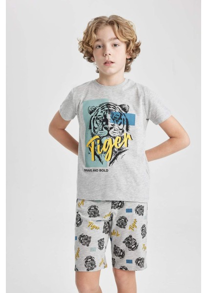 Erkek Çocuk Pijama Takımı Baskılı Kısa Kollu Üst Şort C2779A824SM