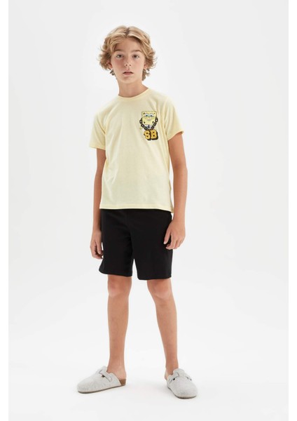 Erkek Çocuk SpongeBob Pijama Takımı Bisiklet Yaka Kısa Kollu Üst Şort C2845A824SM