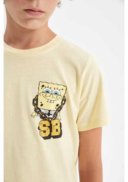 Erkek Çocuk SpongeBob Pijama Takımı Bisiklet Yaka Kısa Kollu Üst Şort C2845A824SM