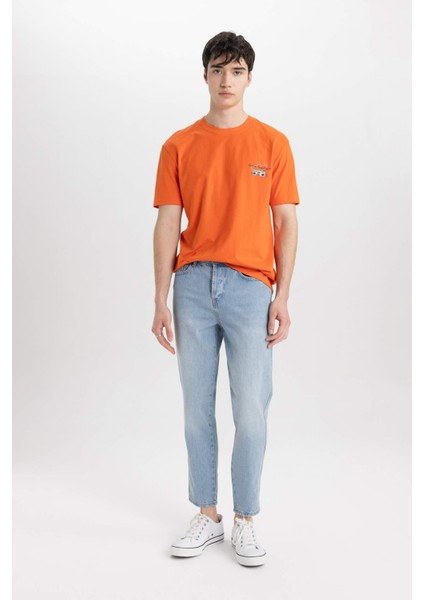 Regular Fit Bisiklet Yaka Baskılı Kısa Kollu Tişört C2130AX24SM