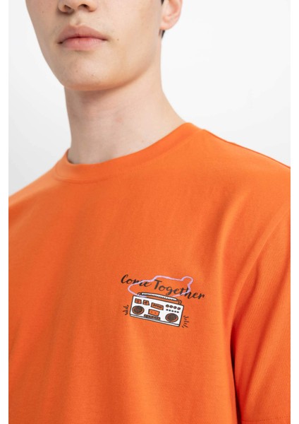 Regular Fit Bisiklet Yaka Baskılı Kısa Kollu Tişört C2130AX24SM