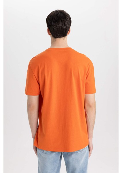 Regular Fit Bisiklet Yaka Baskılı Kısa Kollu Tişört C2130AX24SM