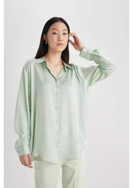 Regular Fit Saten Uzun Kollu Gömlek Z2989AZ24SP