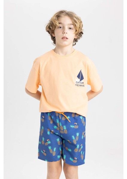 Erkek Çocuk Desenli Deniz Şortu B7451A824HS