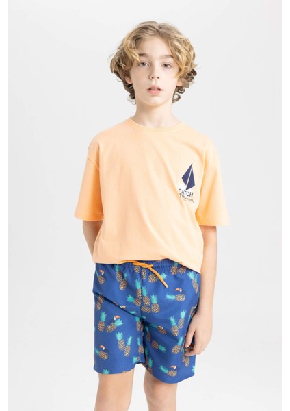 Erkek Çocuk Desenli Deniz Şortu B7451A824HS