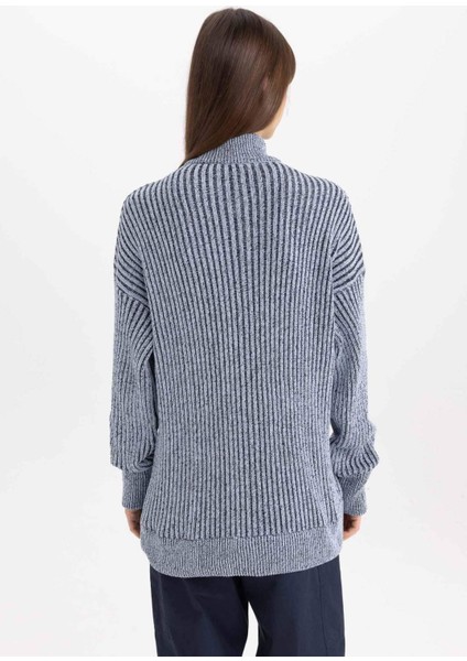 Regular Fit Dik Yaka Fermuarlı Triko Hırka C3696AX24SP