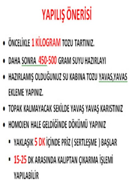 Hızlı Donan Güçlü Biblo Harcı Tozu Parlak Beyaz 5 kg (%98 Baloncuksuz) Dayanıklı Malzeme fiyatları