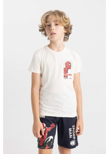 Erkek Çocuk Marvel Spiderman Pijama Takımı Kısa Kollu Üst Şort C2849A824SM