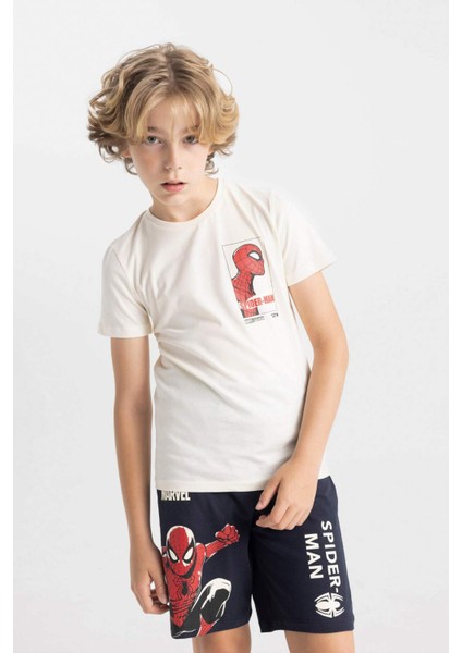 Erkek Çocuk Marvel Spiderman Pijama Takımı Kısa Kollu Üst Şort C2849A824SM
