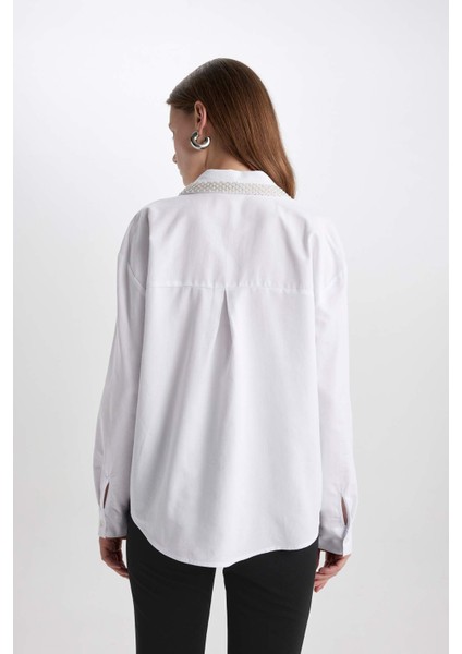 Oversize Geniş Kalıp Oxford Uzun Kollu Gömlek C3223AX24SP
