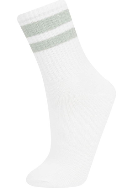 Kız Çocuk Rahat Lastikli 3'lü Pamuklu Uzun Çorap C2918A8NS