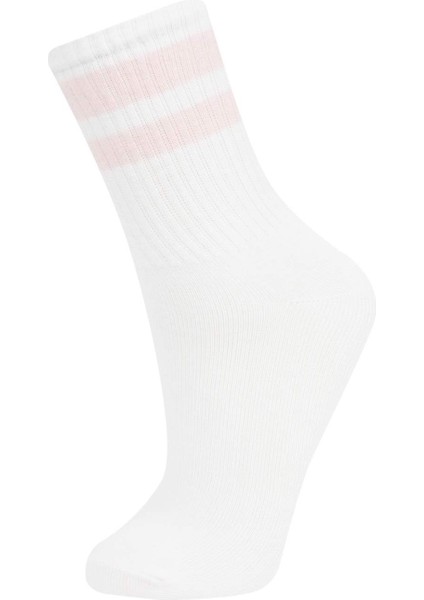 Kız Çocuk Rahat Lastikli 3'lü Pamuklu Uzun Çorap C2918A8NS