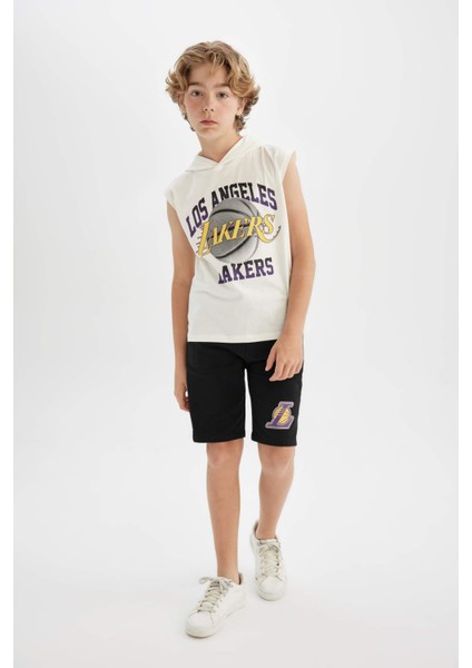 Erkek Çocuk NBA Los Angeles Lakers 2'li Takım Kapüşonlu Atlet Şort