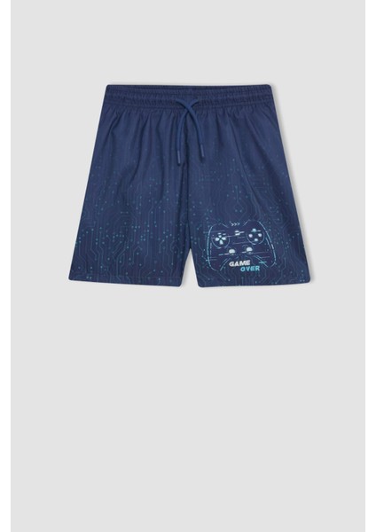 Erkek Çocuk 2'li Takım Baskılı Kısa Kollu Tişört Deniz Şortu C1395A824HS