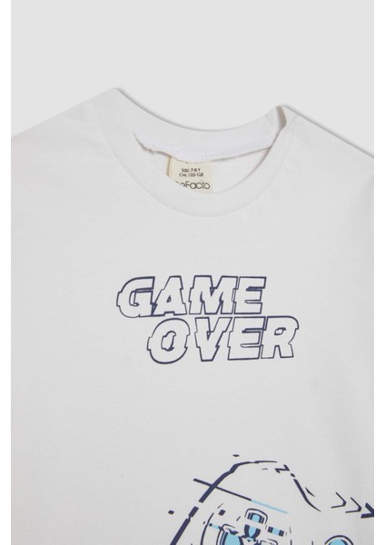 Erkek Çocuk 2'li Takım Baskılı Kısa Kollu Tişört Deniz Şortu C1395A824HS