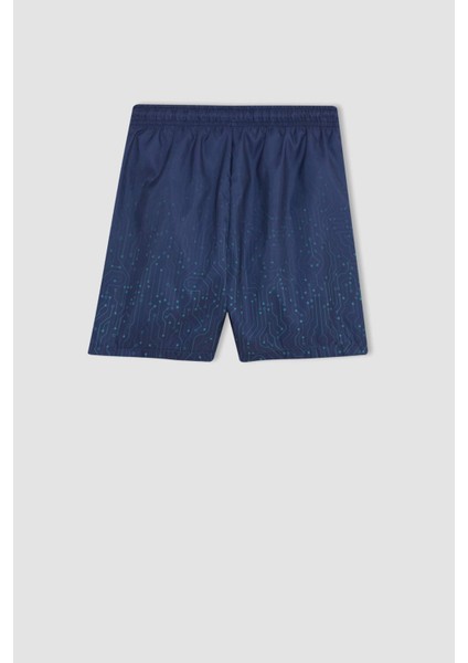 Erkek Çocuk 2'li Takım Baskılı Kısa Kollu Tişört Deniz Şortu C1395A824HS