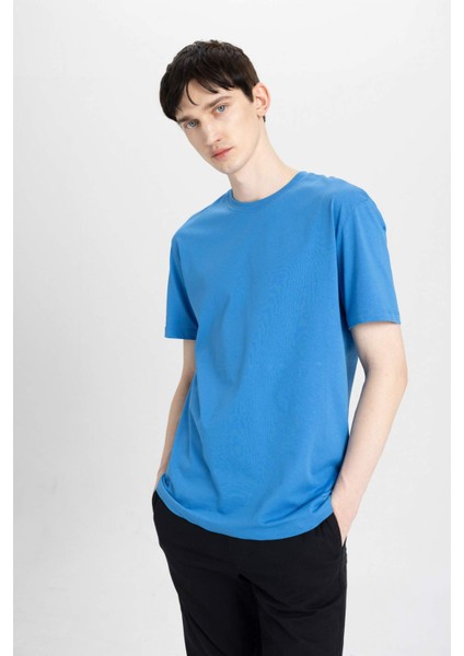 %100 Pamuk New Regular Fit Bisiklet Yaka Basic Düz Kısa Kollu Tişört V7699AZ24SP